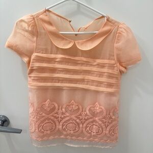 NWOT Peachy Pink Chiffon Summer Blouse / T-shirt